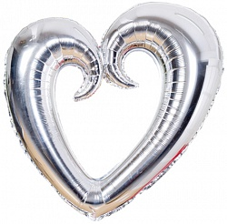  Шар фольгированный Сердце фигурное металлик серебряный 90 см диаметр