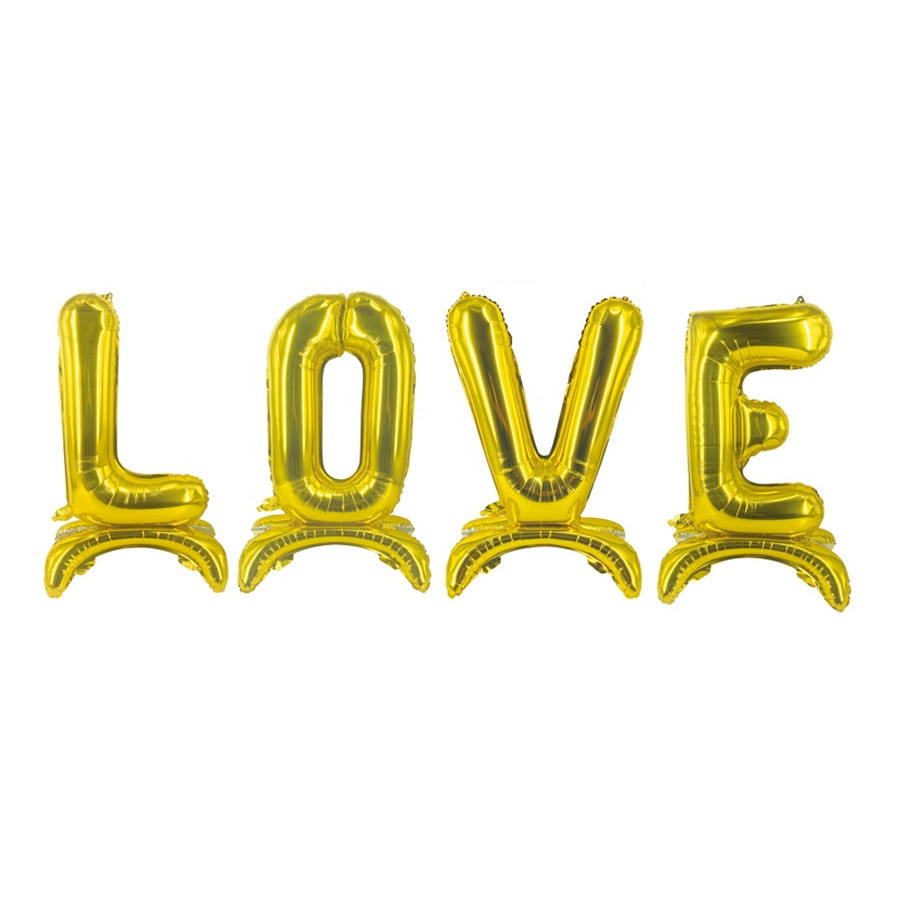  Шар фольгированный Буквы LOVE, золото и красные   85 см диаметр 
