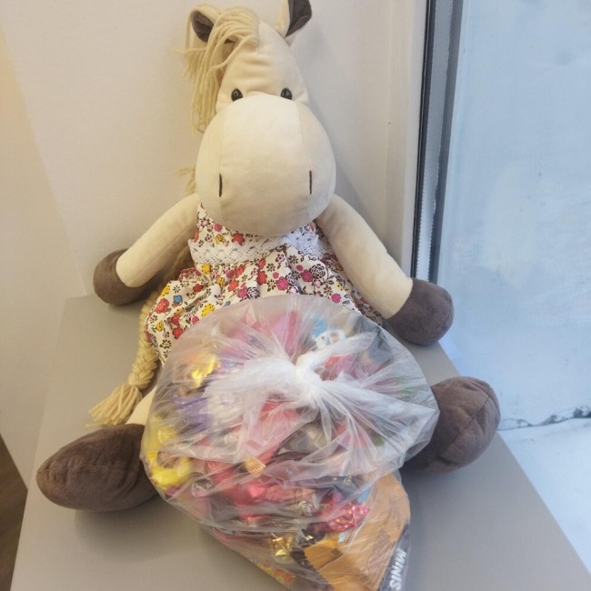 Игрушка с конфетами "лошадка девочка"