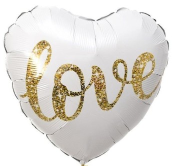 Шар фольгированный 18 Сердце LOVE бело-золотое 45 см Шар фольгированный 18 Сердце LOVE бело-золотое 45 см